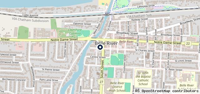 Map showing the location of Belle River Auto Centre