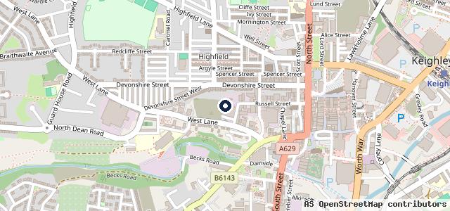 Map showing the location of Sandy Lane Garage Keighley
