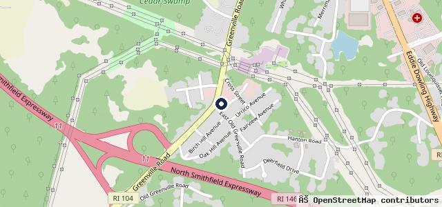 Map showing the location of North Smithfield Auto Center
