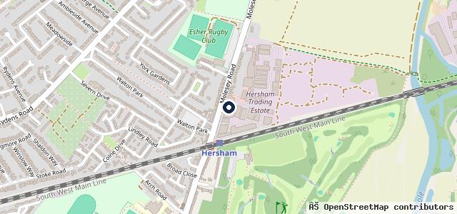 Map showing the location of Hersham Service Station