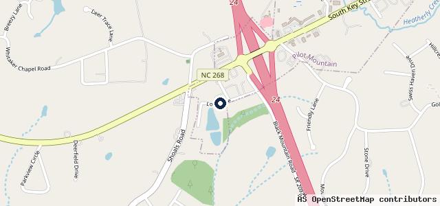 Map showing the location of Pilot Mountain Xpress Lube