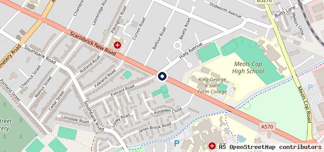 Map showing the location of Protyre Southport