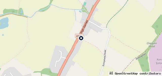 Map showing the location of High Garrett Service Station
