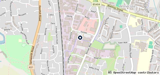 Map showing the location of ETB Autocentres - Tyres & MOT - Tamworth