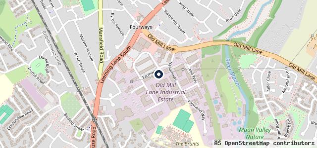 Map showing the location of Dunsford Tyre Services