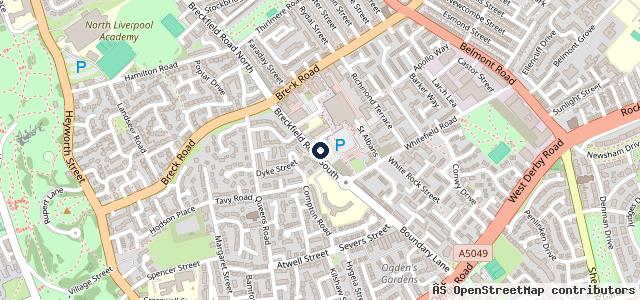 Map showing the location of Anfield Hand Carwash