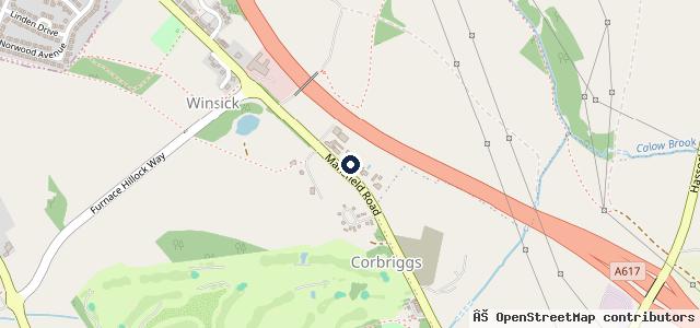 Map showing the location of Hasland MOT Centre