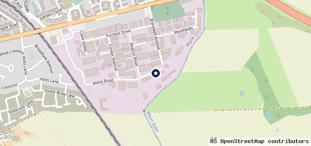 Map showing the location of Blackpool Service Centre
