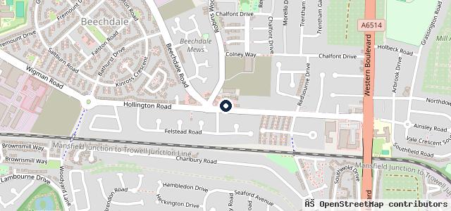 Map showing the location of Beechdale Motorcycles