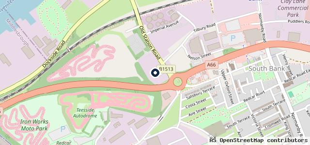 Map showing the location of A66 test centre | Middlesbrough