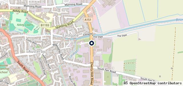 Map showing the location of Bourne Mot & Service Centre