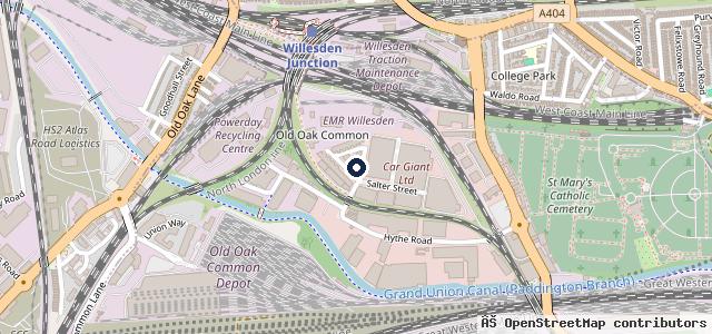 Map showing the location of Hythe Motorcare