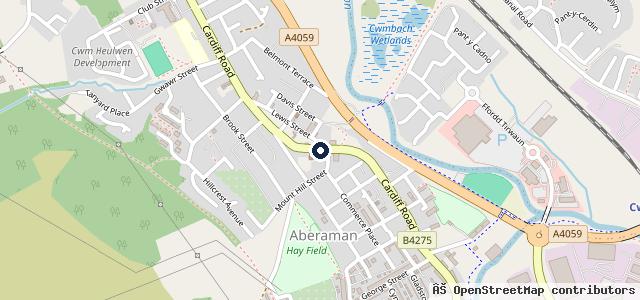 Map showing the location of Aberdare Ford