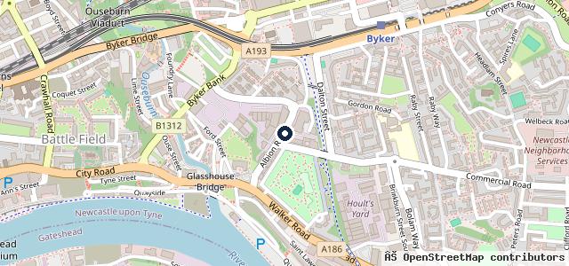 Map showing the location of Byker tyre & Auto care