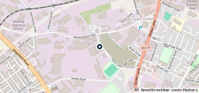 Map showing the location of Bowling Tyre & Mot Centre