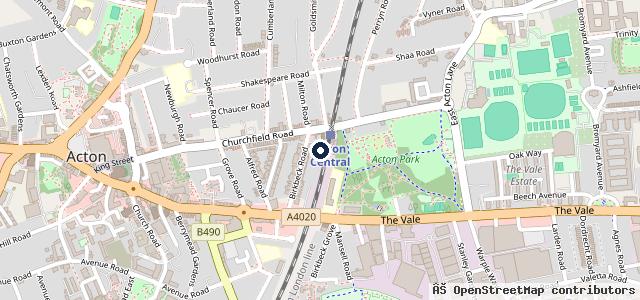 Map showing the location of Burlington Motors - Acton