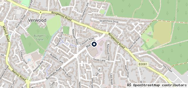 Map showing the location of Ebblake Autocentres | Verwood