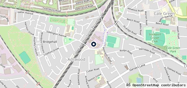 Map showing the location of Cheadle Hulme + Adswood Service &amp; MOT Centre LTD | Stockport