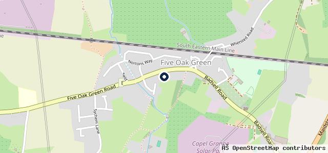 Map showing the location of Five Oak Green Test Centre
