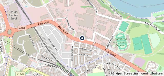 Map showing the location of Park Road