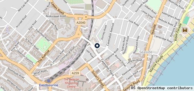 Map showing the location of Eastbourne Motoring Centre (EMC)