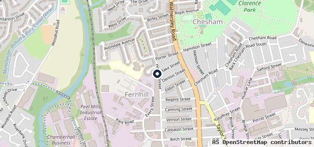Map showing the location of Bury MOT Centre