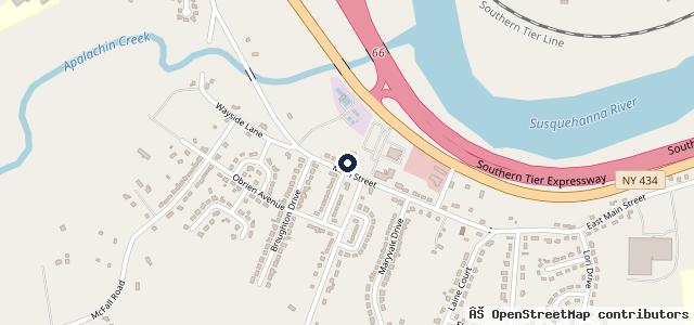 Map showing the location of Nick's Garage