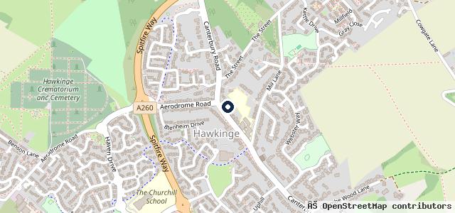 Map showing the location of Hawkinge Mot Centre Radnor Garage