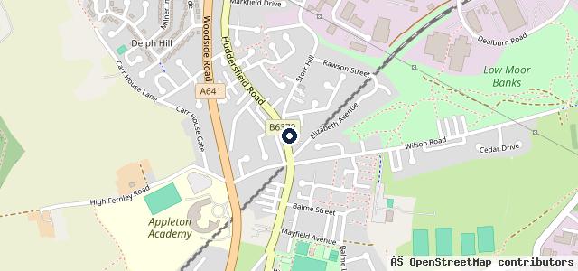 Map showing the location of Crown Garage Mot Centre Wyke Bradford