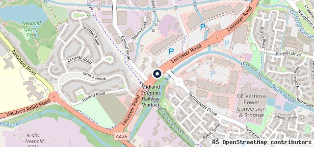 Map showing the location of Wycliffe Rugby Peugeot