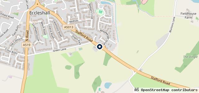 Map showing the location of The Garage, Eccleshall