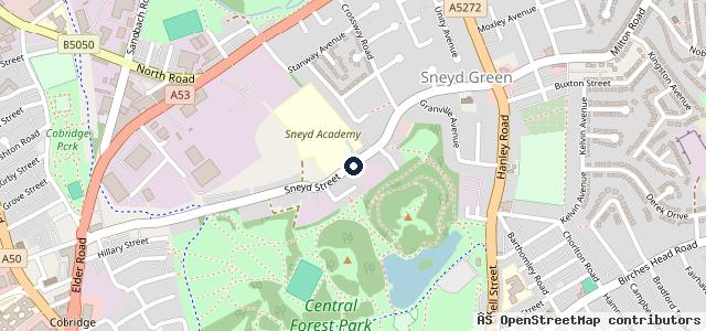 Map showing the location of Crossways of Sneyd Green