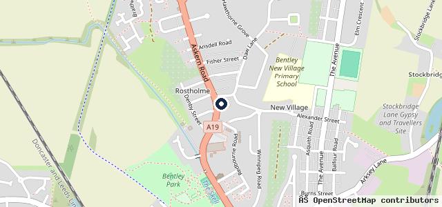 Map showing the location of Askern Road Garage