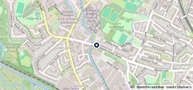 Map showing the location of Greets Green M O T Centre