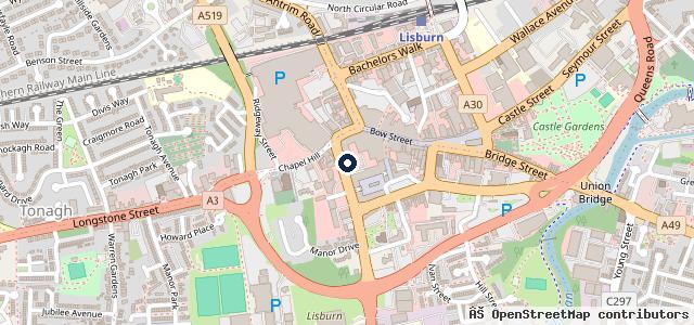 Map showing the location of Roadside Motors Lisburn Peugeot