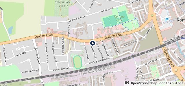 Map showing the location of Chariots Of Romford