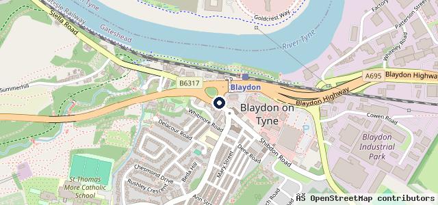 Map showing the location of Bells Of Blaydon