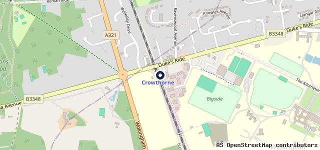 Map showing the location of Crowthorne Service Centre