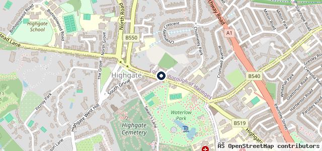 Map showing the location of Highgate Motors