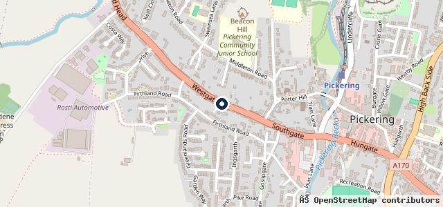 Map showing the location of Eastgate Garage Pickering