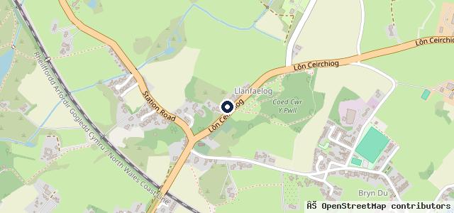 Map showing the location of Bryn Coed Garage