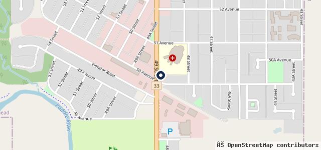Map showing the location of Kal Tire Barrhead