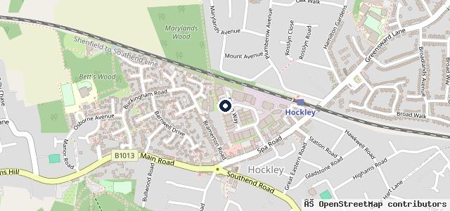 Map showing the location of Hockley Mot Service Centre