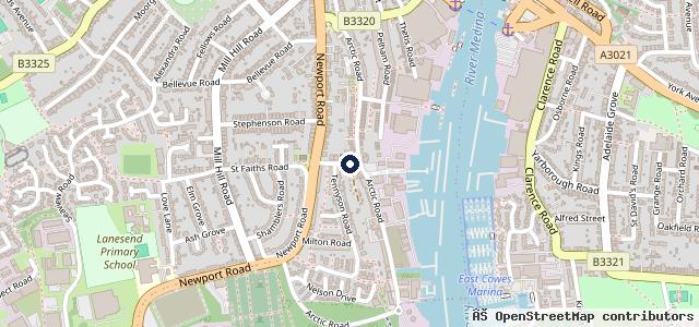Map showing the location of Cowes Harbour Garage