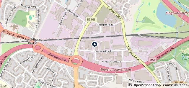 Map showing the location of Heald Green Garage (Sharston)