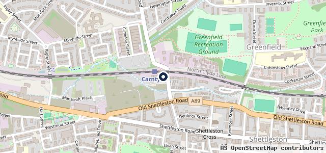 Map showing the location of Carntyne Mot Station
