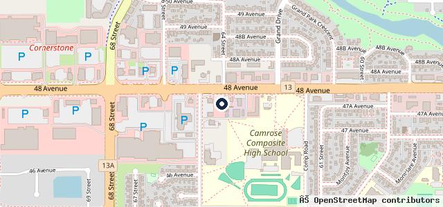 Map showing the location of Kal Tire Camrose