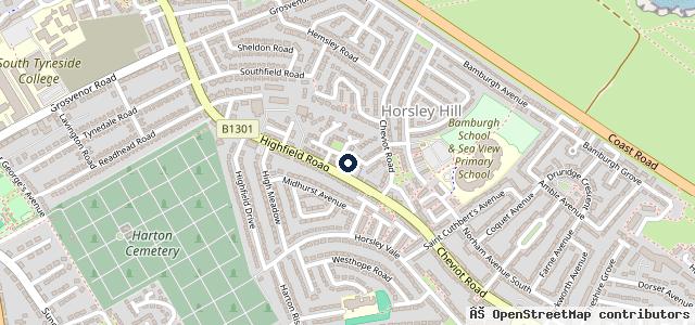Map showing the location of Highfield Garage