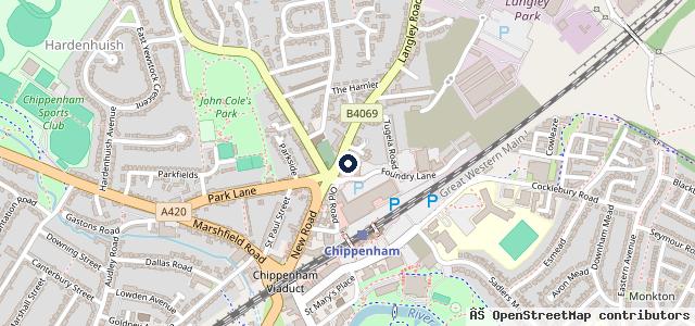 Map showing the location of Chippenham MOT Station