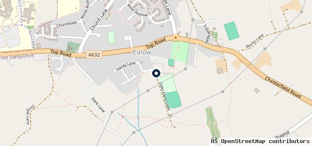 Map showing the location of Coopers Yard Calow S44 5TA
